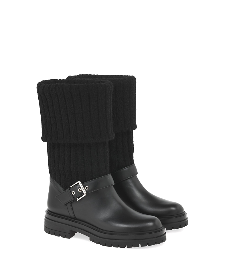 Gianvito Rossi Black Leather And Fabric Thurso Boots In Black
