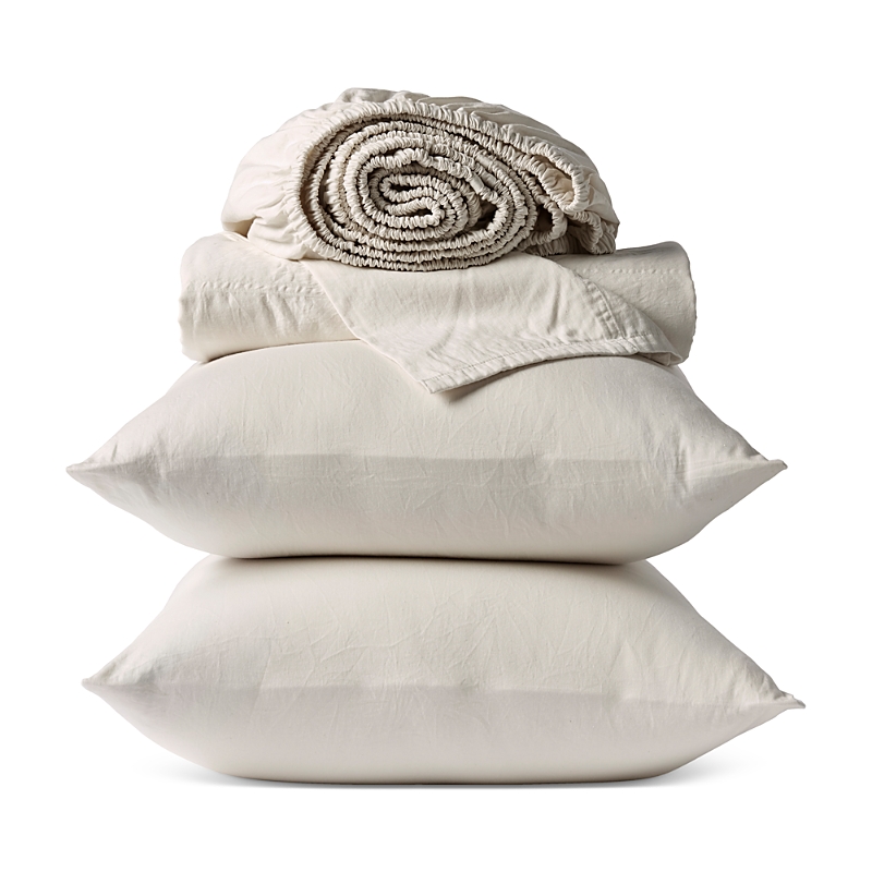 Coyuchi Cloud Soft 4 Piece Sateen Sheet Set, Full In Pale Gray