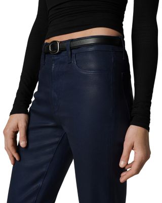 The Callie Coated High Rise Cropped Bootcut Jeans in Navy