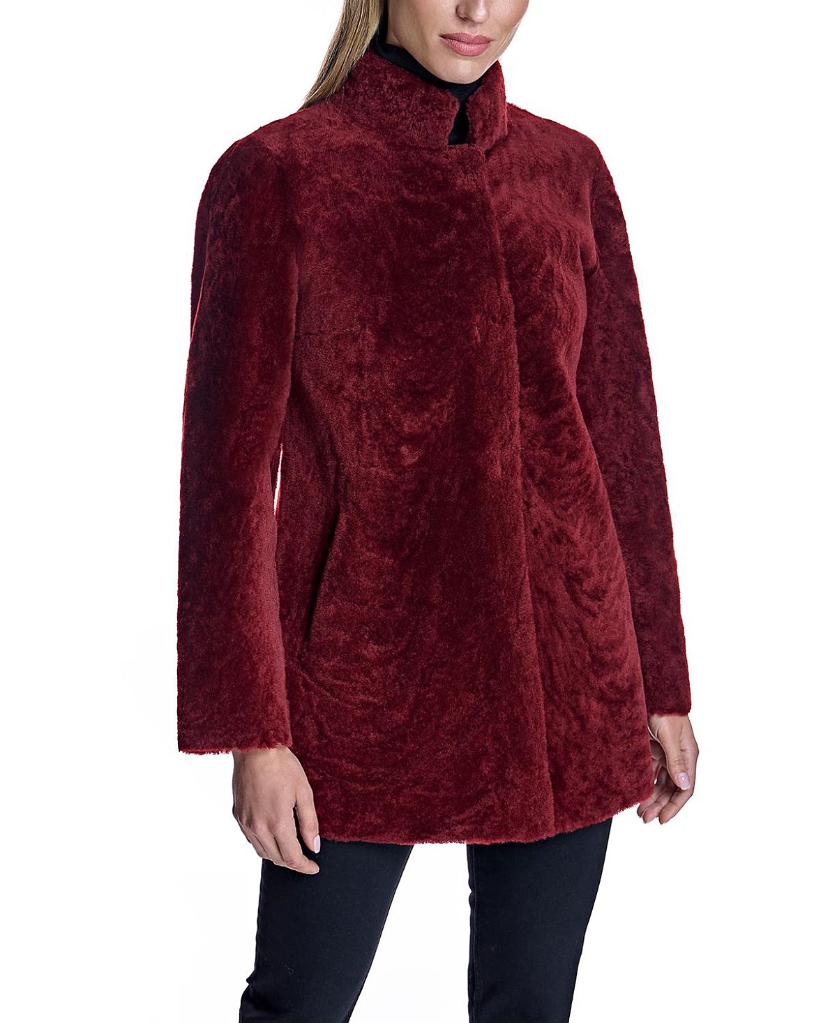Maximilian Reversible to Leather Shearling Jacket with Zipper