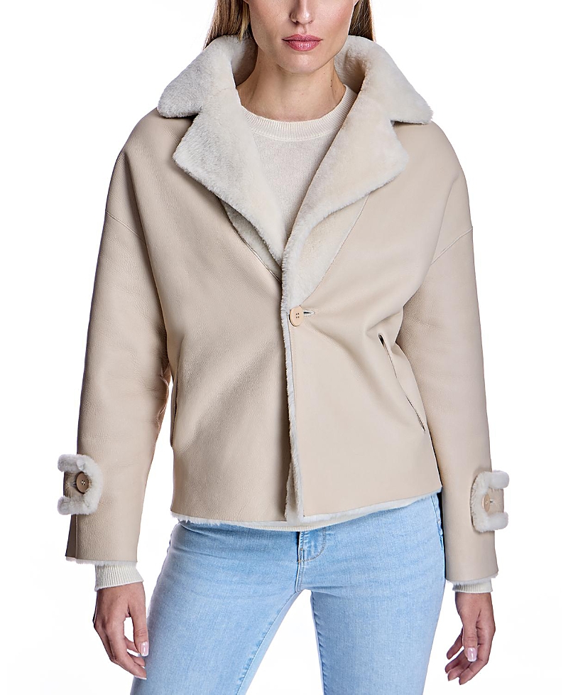 Maximilian Women's Dyed Shearling Lamb Reversible Jacket In Angora