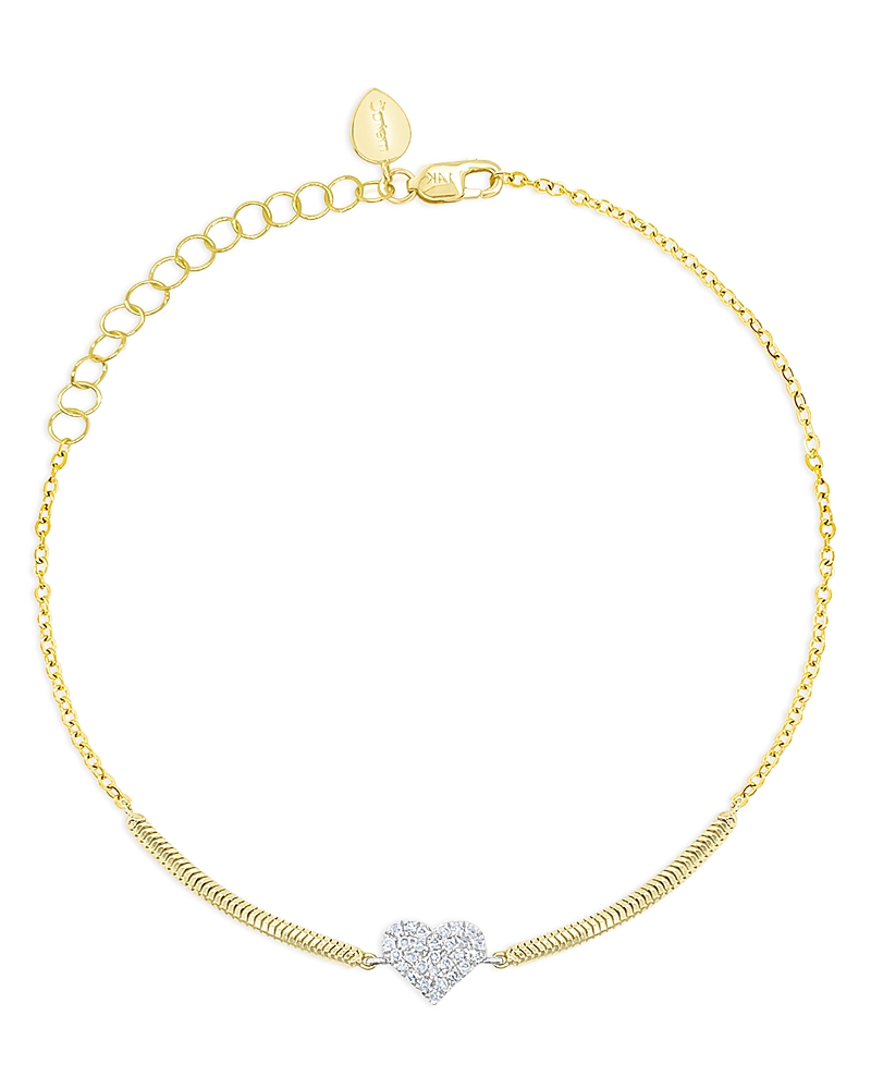 Meira T 14k White Gold & 14k Yellow Gold Diamond Heart Chain Bracelet In White/gold