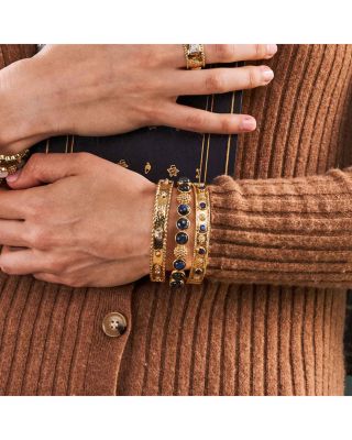 Berry Blue Labradorite Hinged Bangle Bracelet
