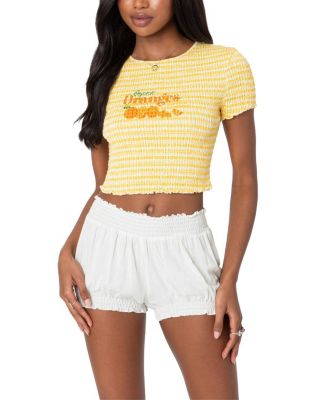 Edikted - Orange Smocked Gingham Top