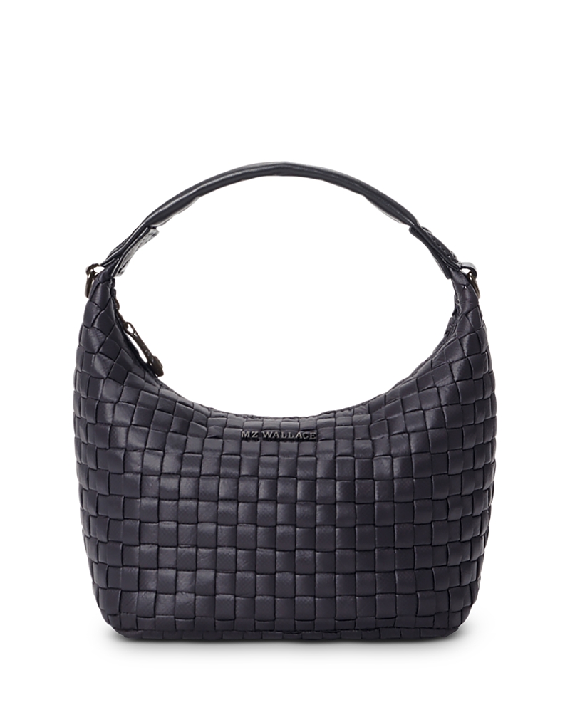 Mz Wallace Mini Woven Top Handle Hobo Bag In Black