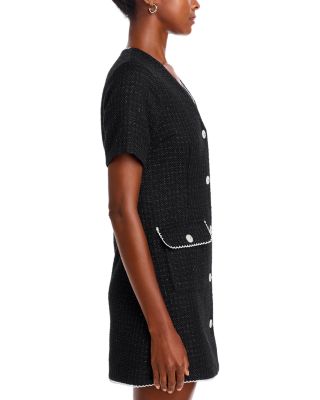 Tweed Lace Trim Short Sleeve Dress - Exclusive