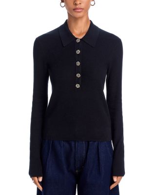 Sterling Jewel Button Collared Sweater