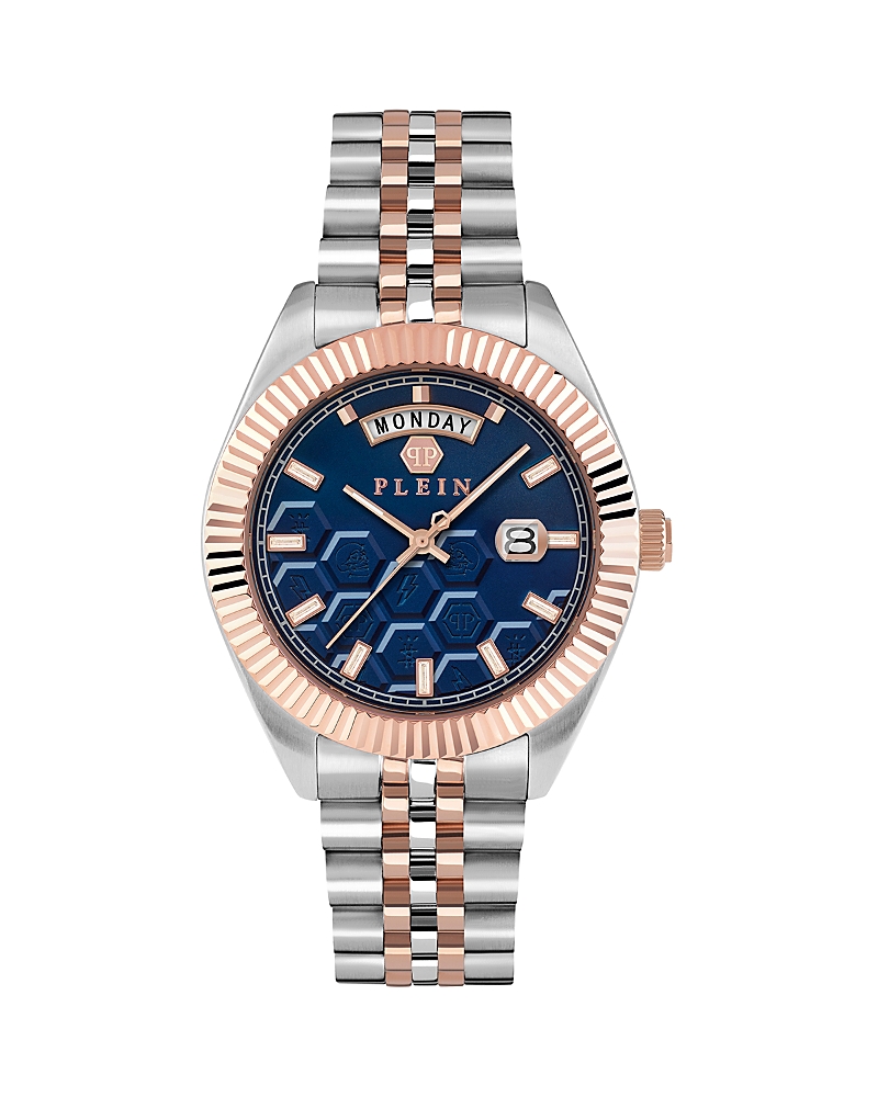 Philipp Plein Date Superlative Crystal Watch In Blue/two-tone