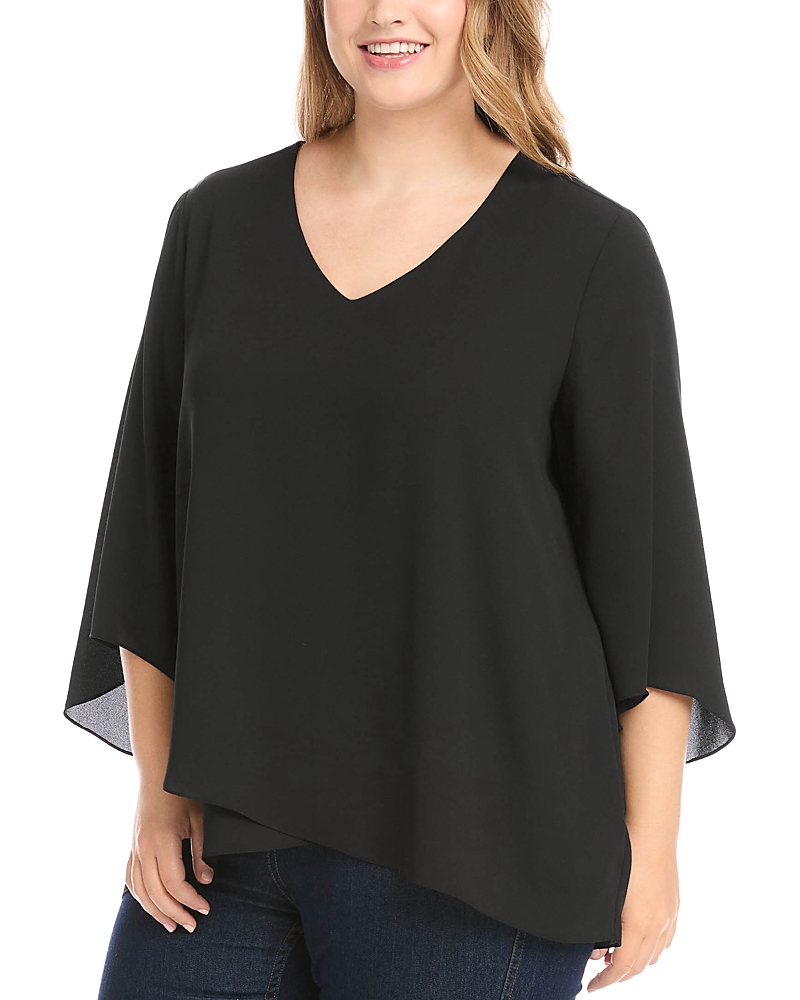 Karen Kane Plus Crossover Top In Black