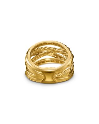 Crossover Trio Six Row Ring in 18K Yellow Gold with Diamonds, 17.5mm