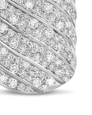 Men's Sculpted Cable Tag in Sterling Silver with Diamonds, 35mm