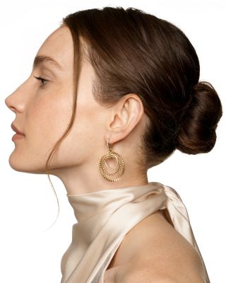 Crossover Trio Drop Earrings in 18K Yellow Gold with Diamonds, 35mm