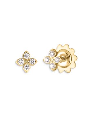Roberto Coin - 18K Yellow Gold Love in Verona Diamond Flower Stud Earrings