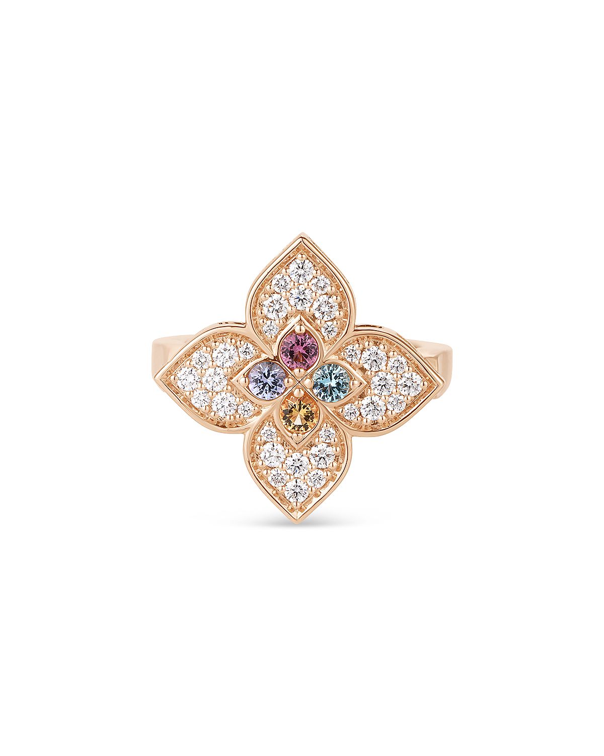Roberto Coin 18K Rose Gold Venetian Princess Carnival Multi Gemstone & Diamond Flower Ring