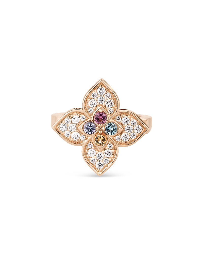 Roberto Coin 18k Rose Gold Venetian Princess Carnival Multi Gemstone & Diamond Flower Ring In Multi/pink