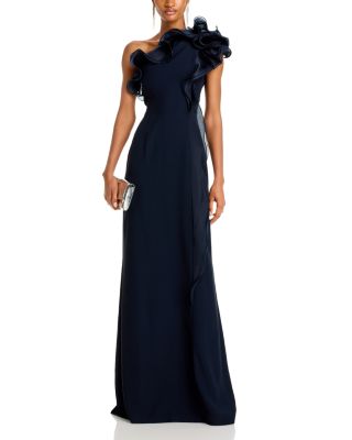 One Shoulder Crepe Column Gown - thumbnail 2