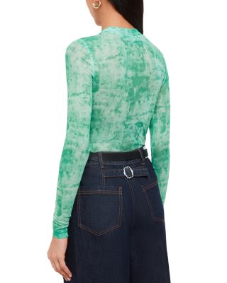 Brushwork Print Mesh Pullover