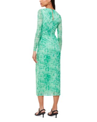 Brushwork Print Mesh Dress