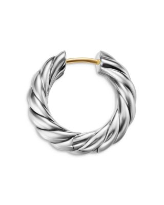 Sculpted Cable Hoop Earrings in Sterling Silver, 18.6mm