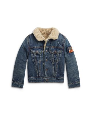 Boys' Teddy Fleece Lined Denim Trucker Jacket - Little Kid
