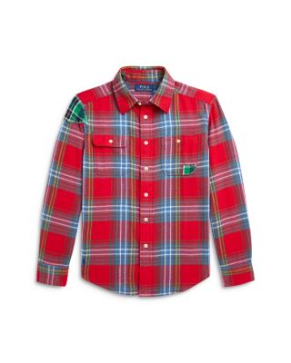 Ralph Lauren - Boys' Distressed Plaid Cotton Twill Shirt - Big Kid