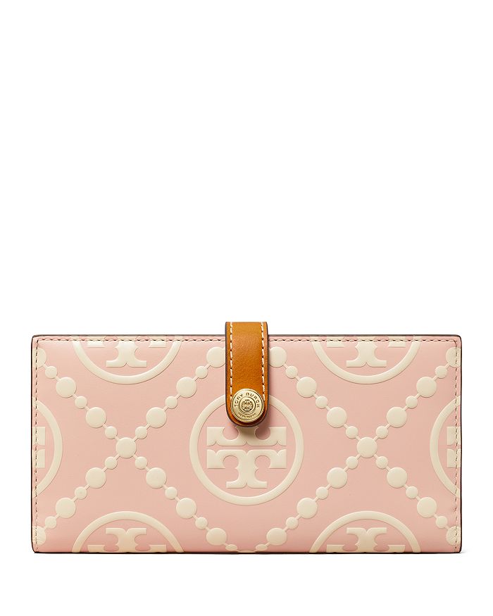 Tory Burch T Monogram Contrast Embossed Zip Slim Wallet | Bloomingdale's