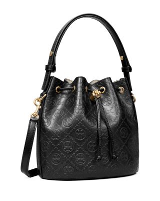 T Monogram Leather Bucket Bag