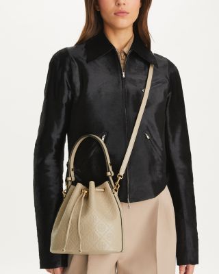 T Monogram Leather Bucket Bag