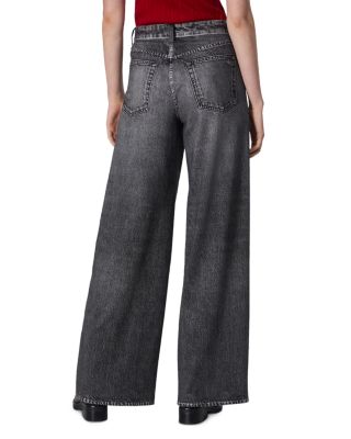 Miramar Sofie High Rise Wide Leg Cotton Terry Sweatpant Jeans in Washed Black
