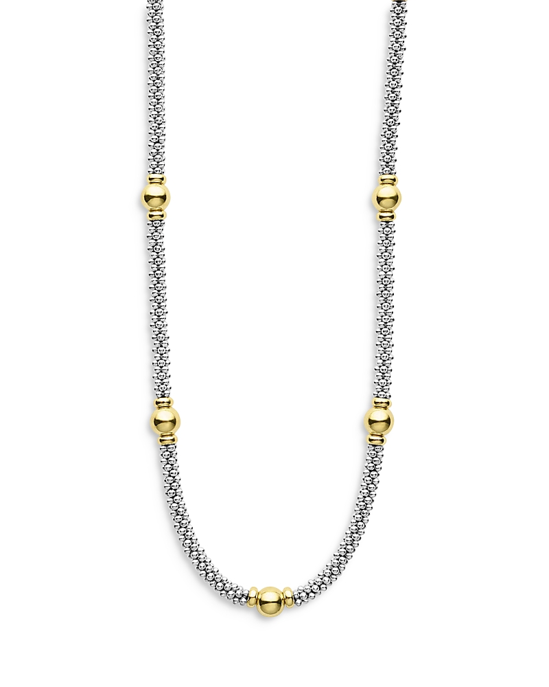 Lagos Signature Caviar Bead Station Necklace In Silver/gold