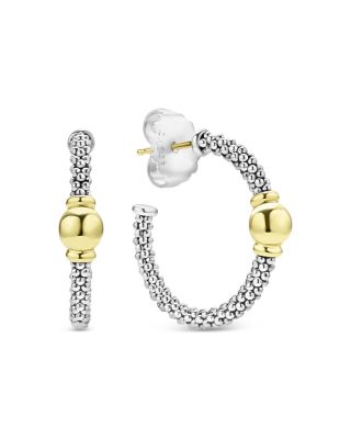 18K Yellow Gold & Sterling Silver Signature Caviar Station Hoop Earrings