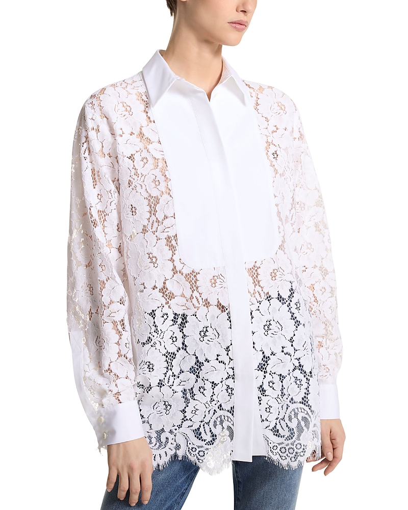 Michael Kors Collection Floral Lace Contrast Blouse