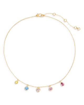 kate spade new york Bubbly Bezel Multicolor Cubic Zirconia Charm Necklace, 16-19
