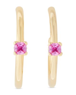 kate spade new york - Little Luxuries Pink Cubic Zirconia Solitaire Small Hoop Earrings