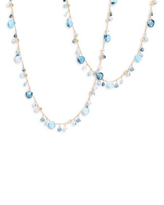 Marco Bicego - 18K Yellow Gold Paradise Topaz London Blue & Swiss Blue Long Length Statement Necklace, 36"