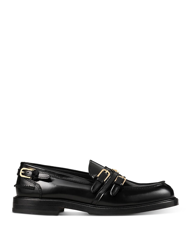 Sandro Leather Loafers With Buckles In Black
