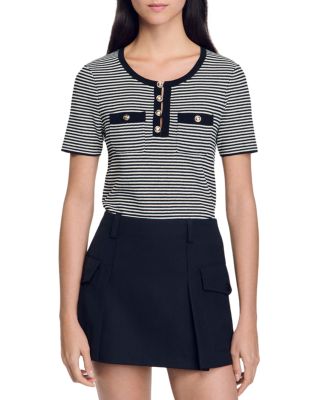 Sandro Celeste Striped Knit Top
