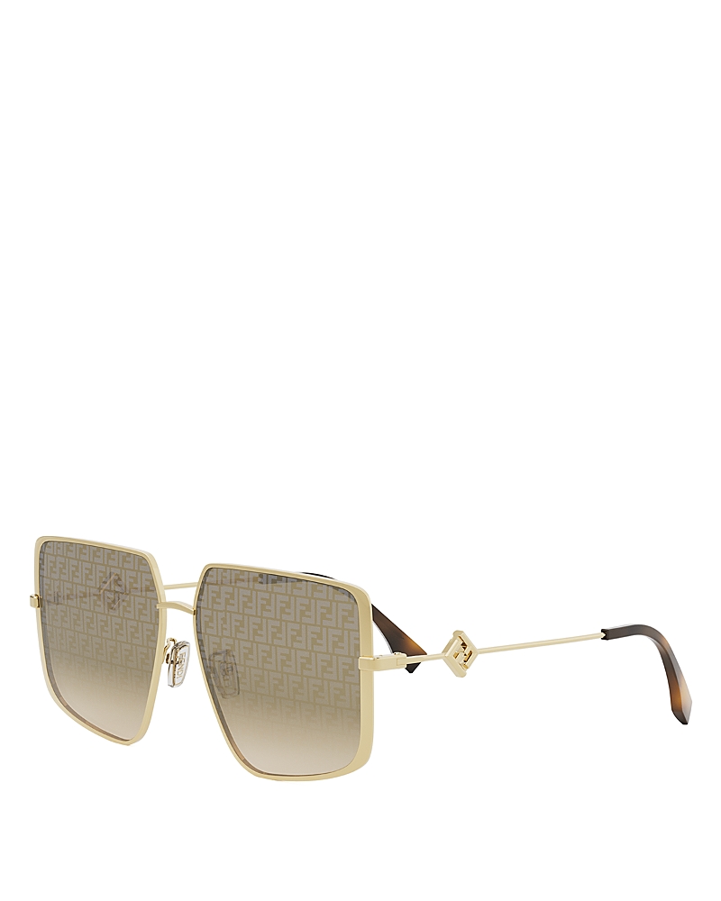 Fendi Ff Diamond Geometric Sunglasses, 59mm In Gold/brown Gradient