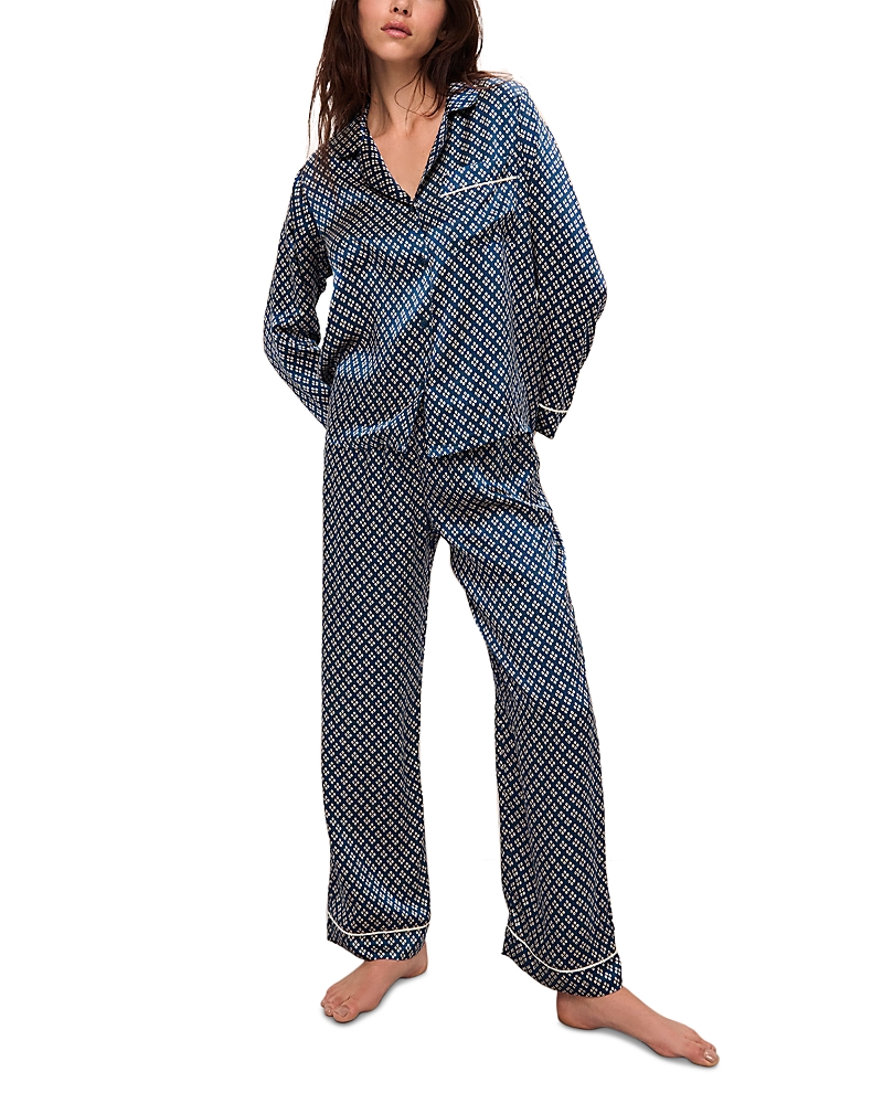 Eberjey Inez Printed Washable Silk Long Pajama Set