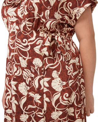 Solana Printed Faux Wrap Midi Dress 