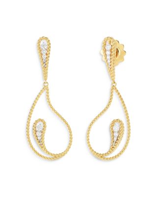 Roberto Coin 18K White & Yellow Gold Barocco Diamond Abstract Drop Earrings