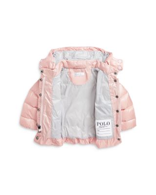 Girls' Metallic Down Hooded Peplum Jacket - Baby