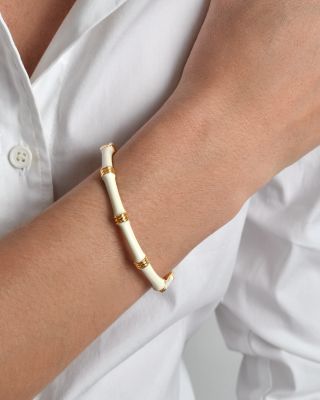 Enamel Bamboo Shaped Hinge Bangle Bracelet