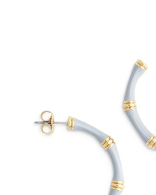 Enamel Bamboo Shaped Hoop Earrings