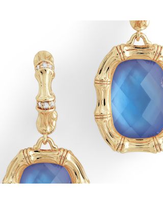 Bamboo Stone Drop Earrings in 18K Gold Plated