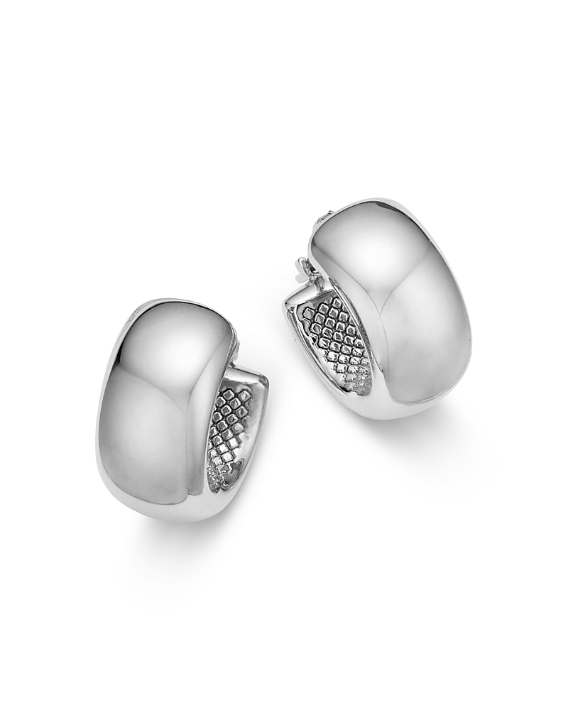 Shop Bloomingdale's Fine Collection Polished Wide Huggie Hoop Earrings In Sterling Silver