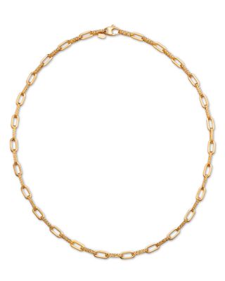 Bloomingdale's Fine Collection - Polished & Textured Oval Link Chain Necklace in 14K Yellow Gold, 18" - Exclusive, Italy Campaign