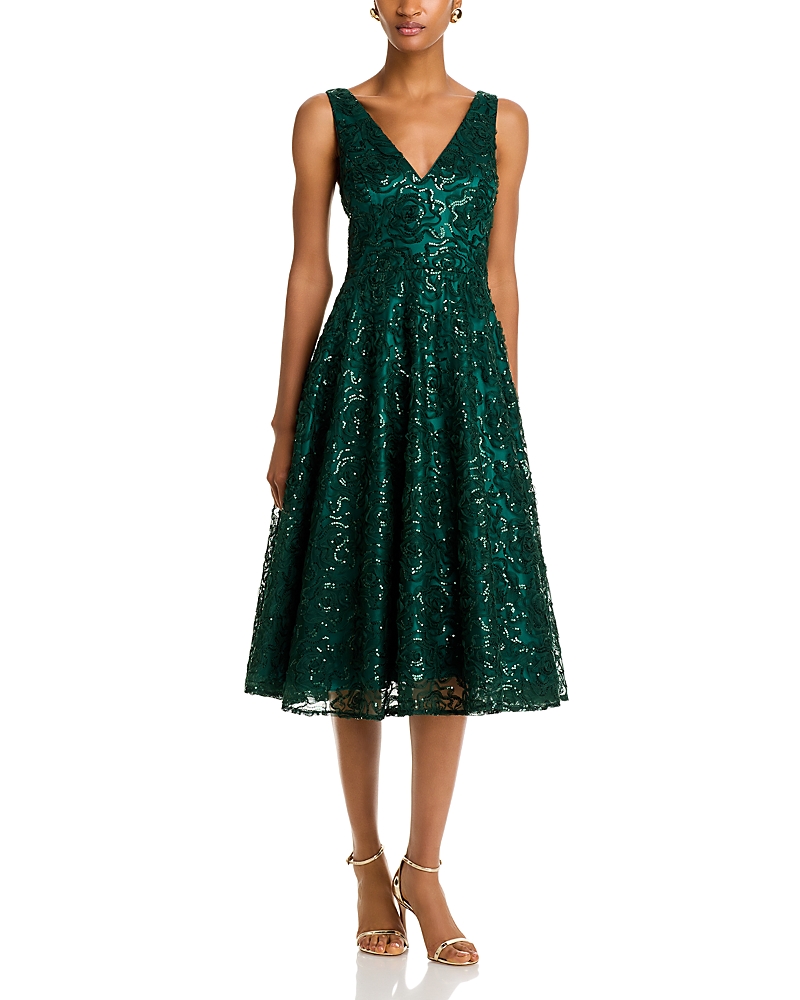 Eliza J Embellished Dress In Hunter