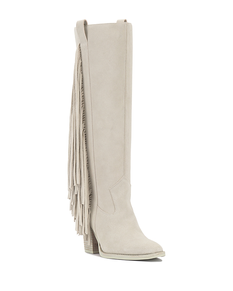 Vince Camuto Pelia Fringe Knee High Boot In Bone