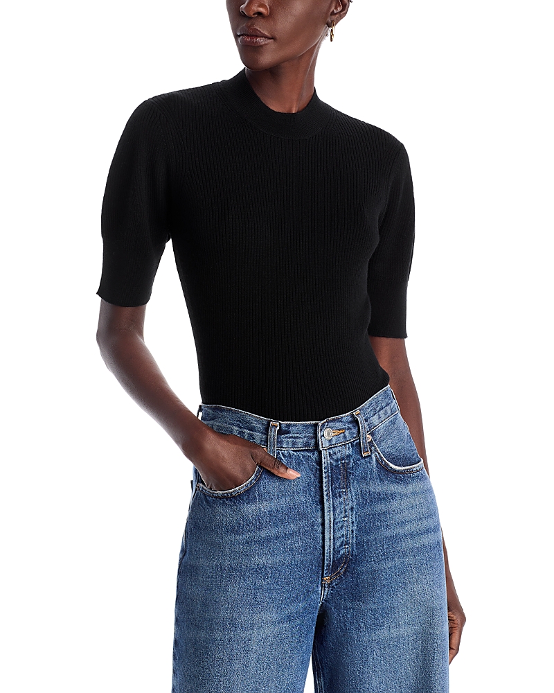 Majestic Merino Wool Ribbed Sweater In Noir